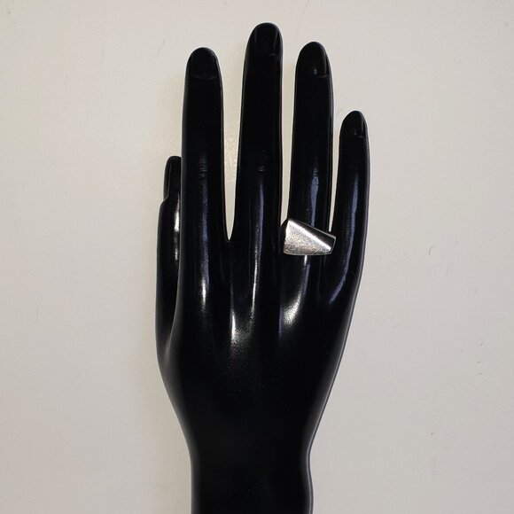 Bold Vintage Unique Sculptural Modernist Solid 925 Silver Statement Ring - Picture 11 of 12